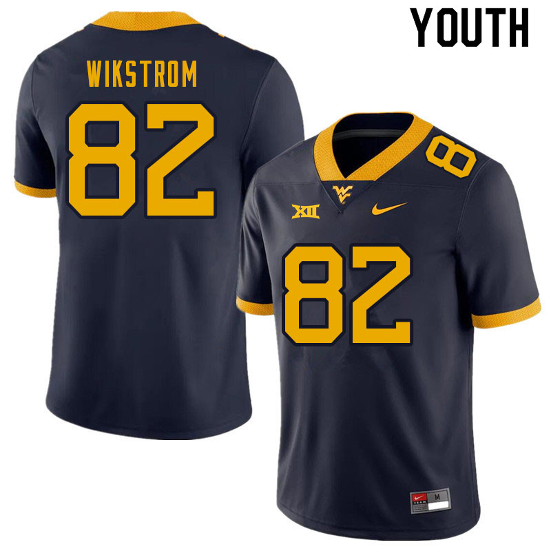 Youth #82 Victor Wikstrom West Virginia Mountaineers College Football Jerseys Sale-Navy
